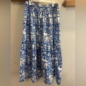 Blue and White Patterned Skirt